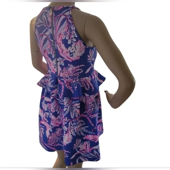 Lilly Pulitzer coastal Caesara Dress in Iris Blue Wild Pink Size XL 12-14 - Picture 4 of 16